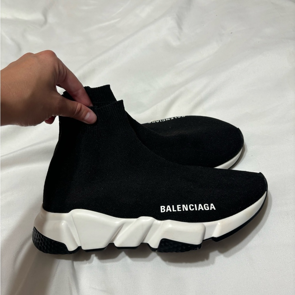 Balenciaga black and white speed trainers sneakers